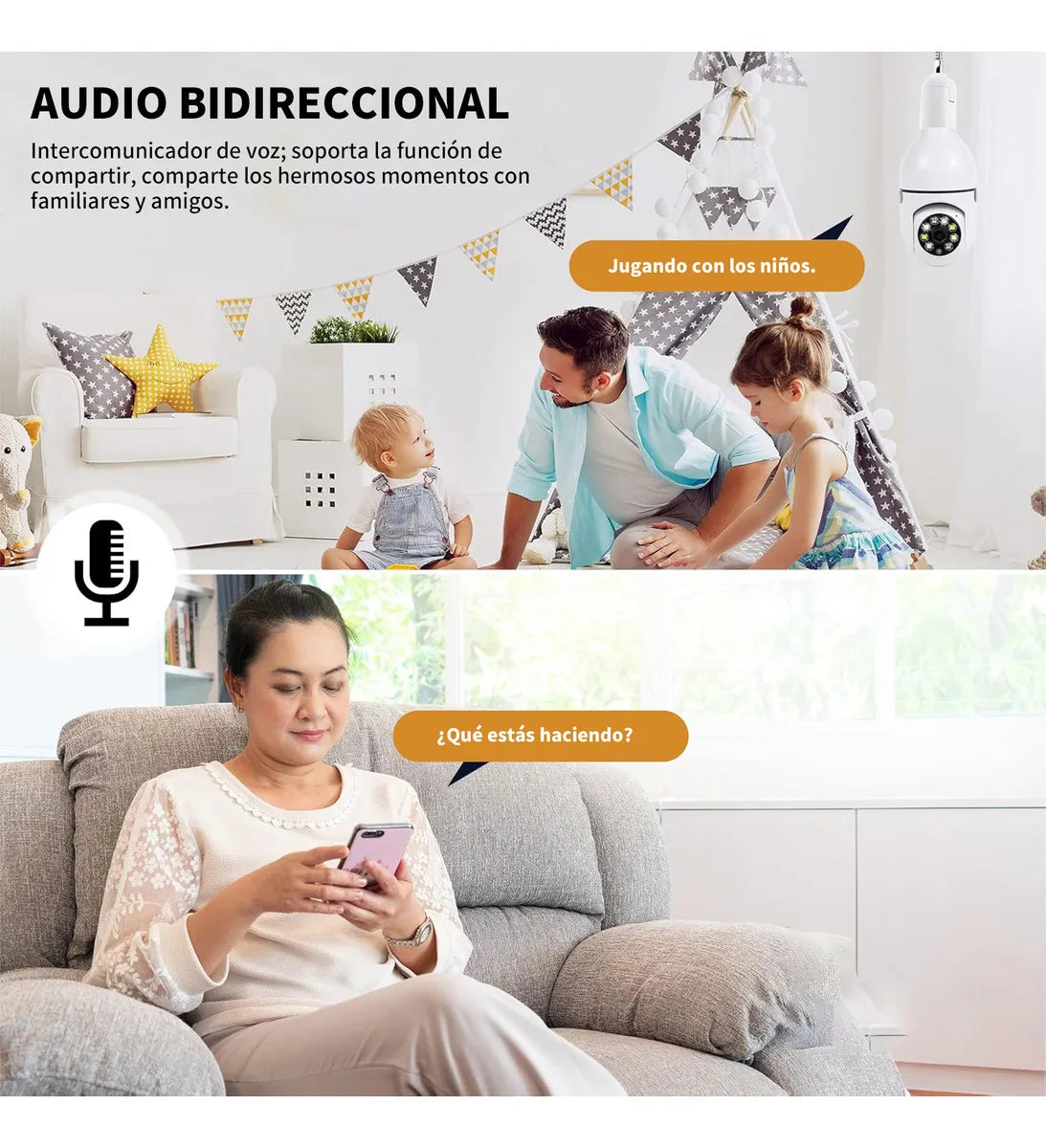 Foco Cámara 360° | Cámara wifi HD de seguridad