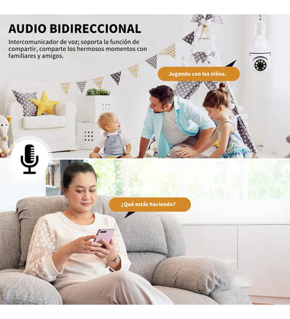 Foco Cámara 360° | Cámara wifi HD de seguridad