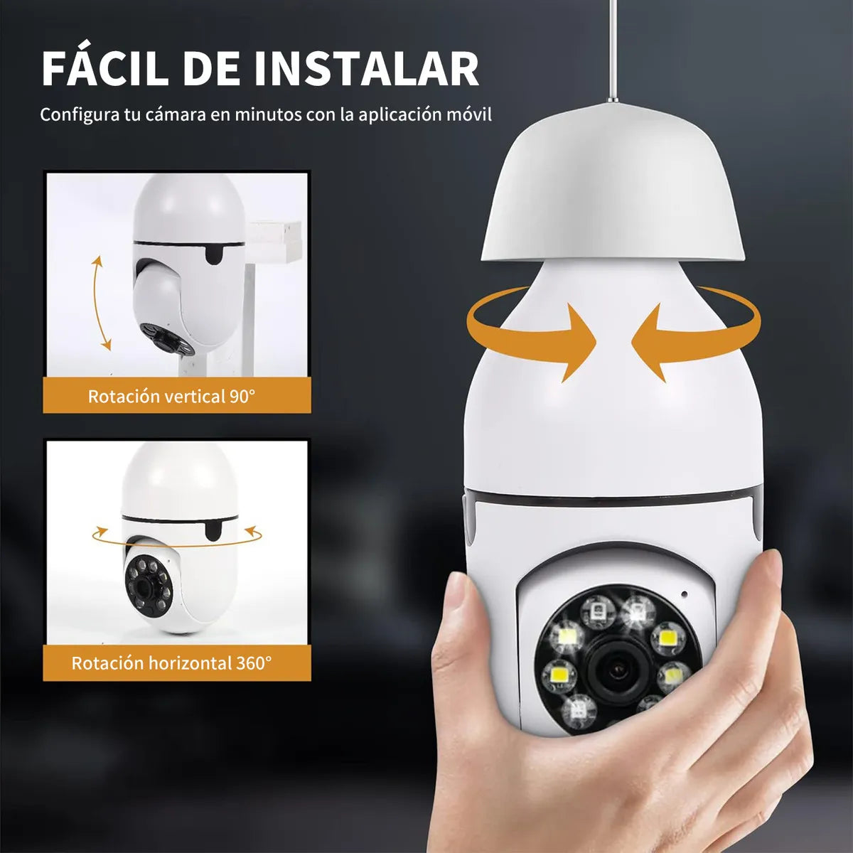 Foco Cámara 360° | Cámara wifi HD de seguridad