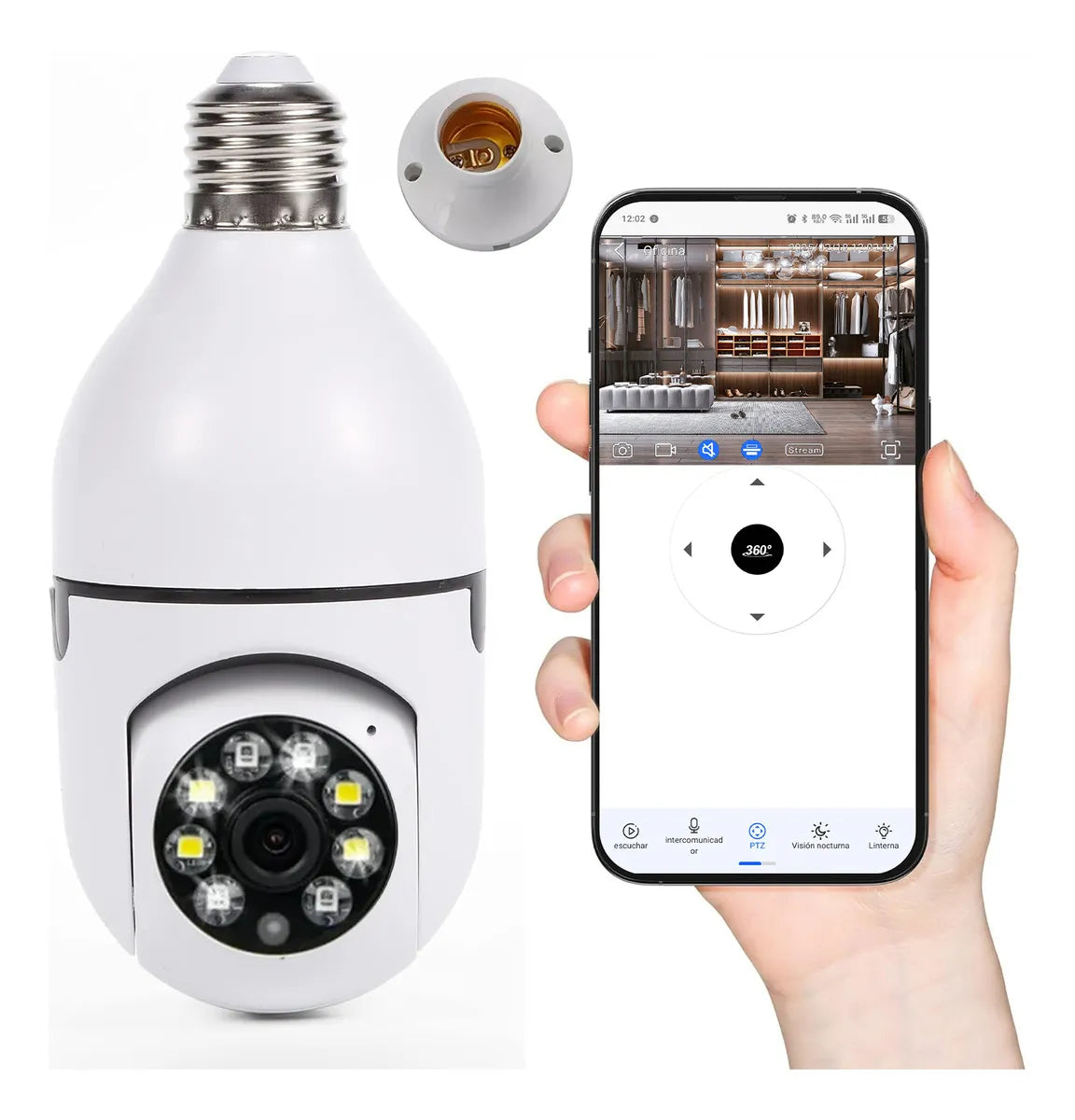 Foco Cámara 360° | Cámara wifi HD de seguridad