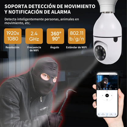 Foco Cámara 360° | Cámara wifi HD de seguridad