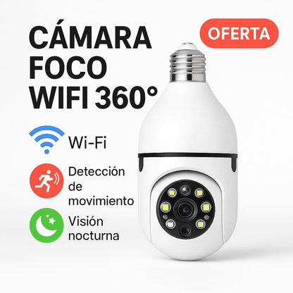 Foco Cámara 360° | Cámara wifi HD de seguridad
