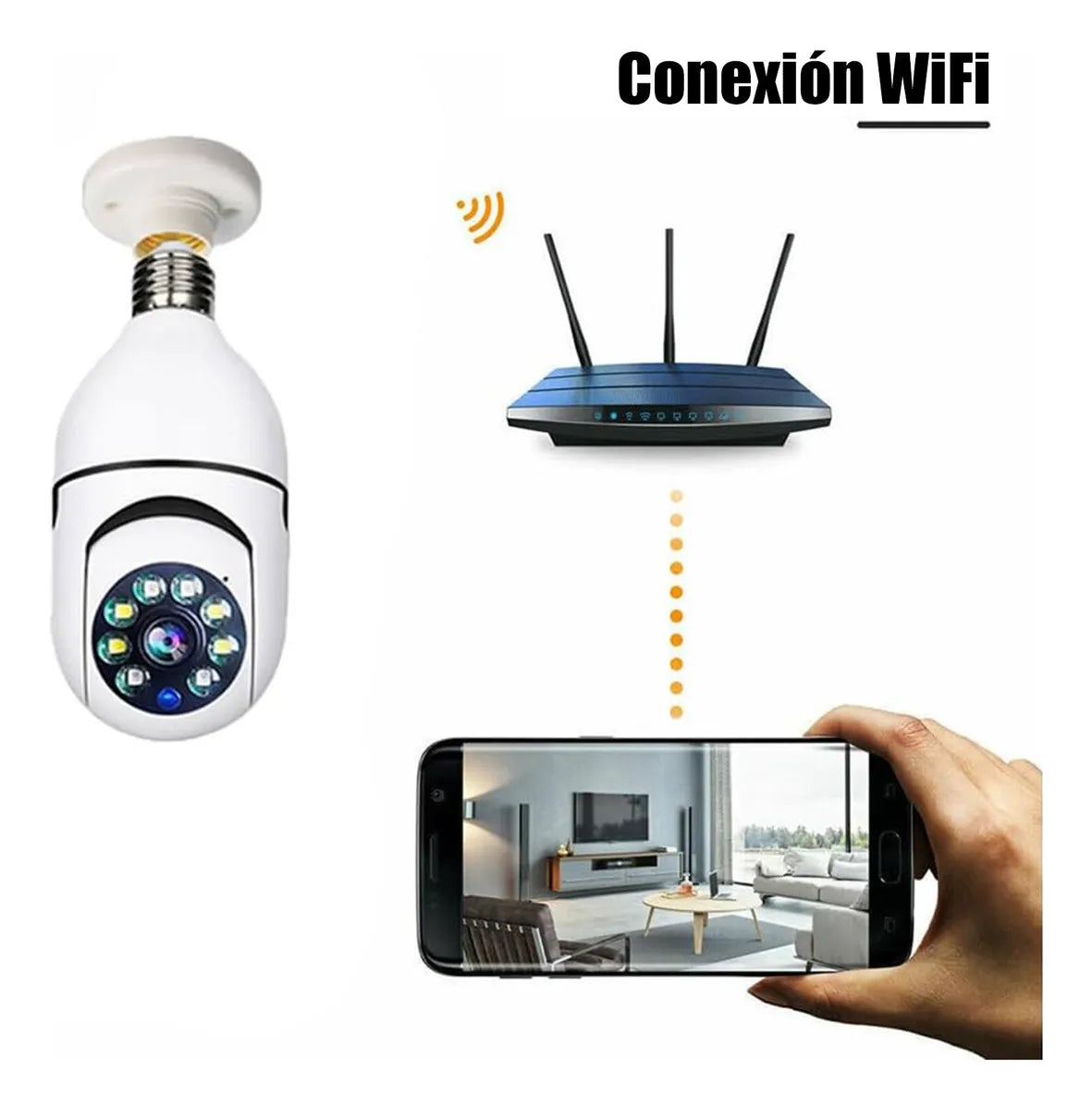 Foco Cámara 360° | Cámara wifi HD de seguridad